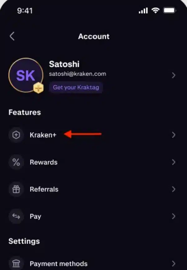 Kraken+ attivazione