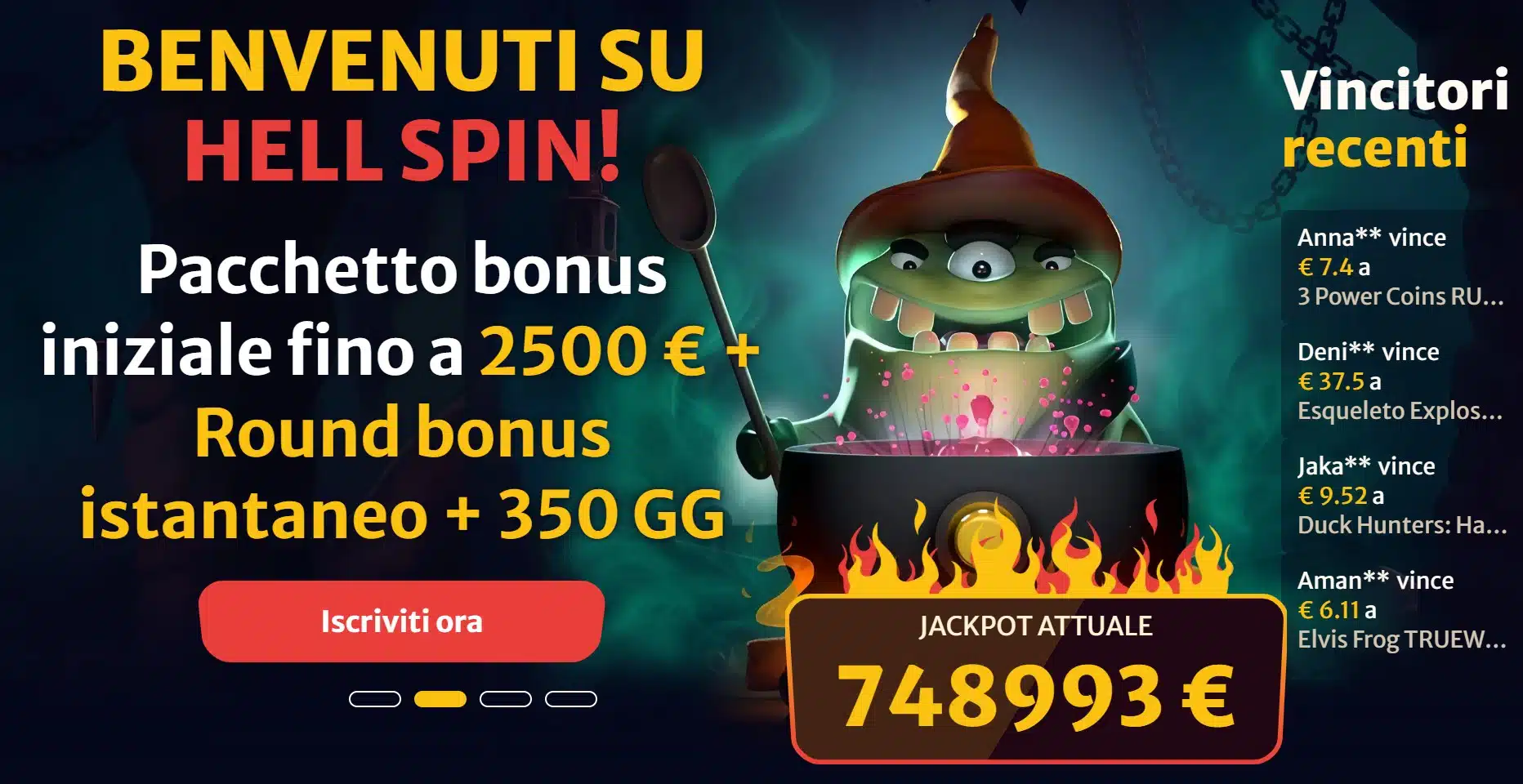 Pacchetto iniziale bonus Hell Spin
