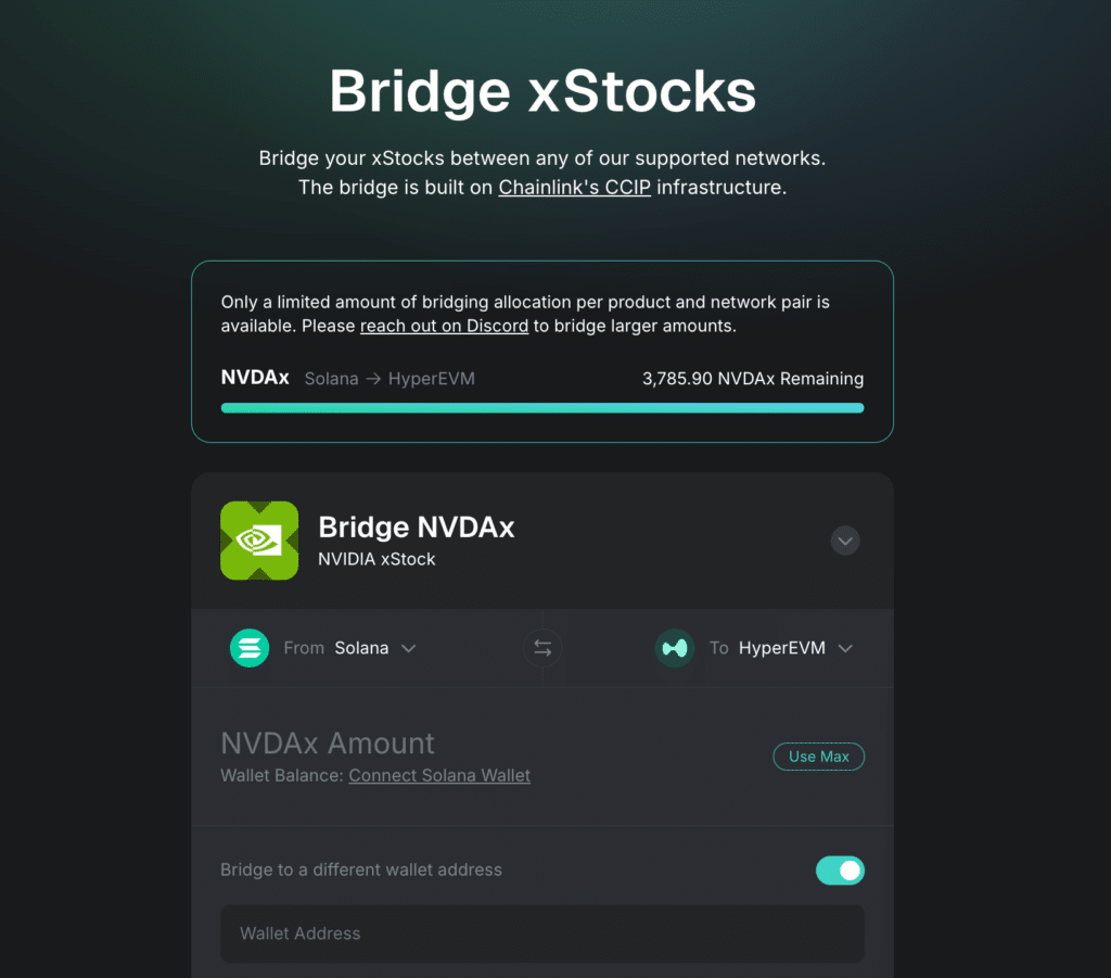 Bridge xStocks Hyperliquid HyperEVM