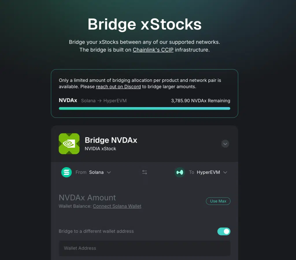 Bridge xStocks Hyperliquid HyperEVM
