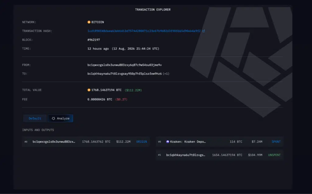 Prelievo Bitcoin wallet balena