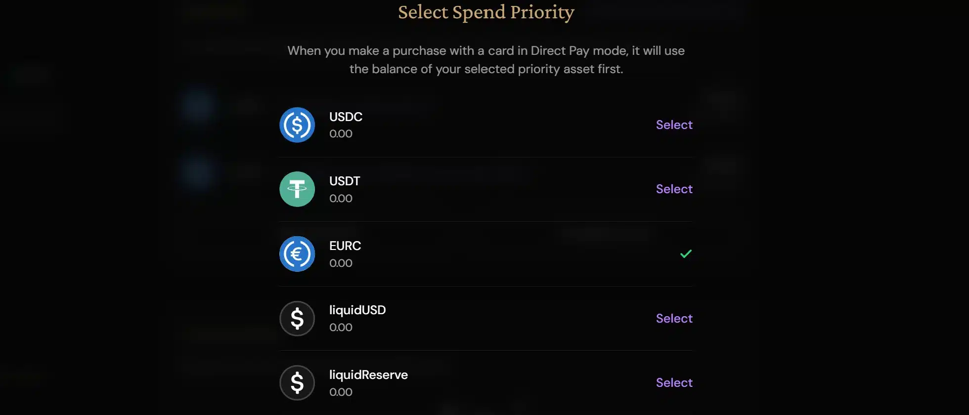 Priorità di pagamento - EtherFi Card
