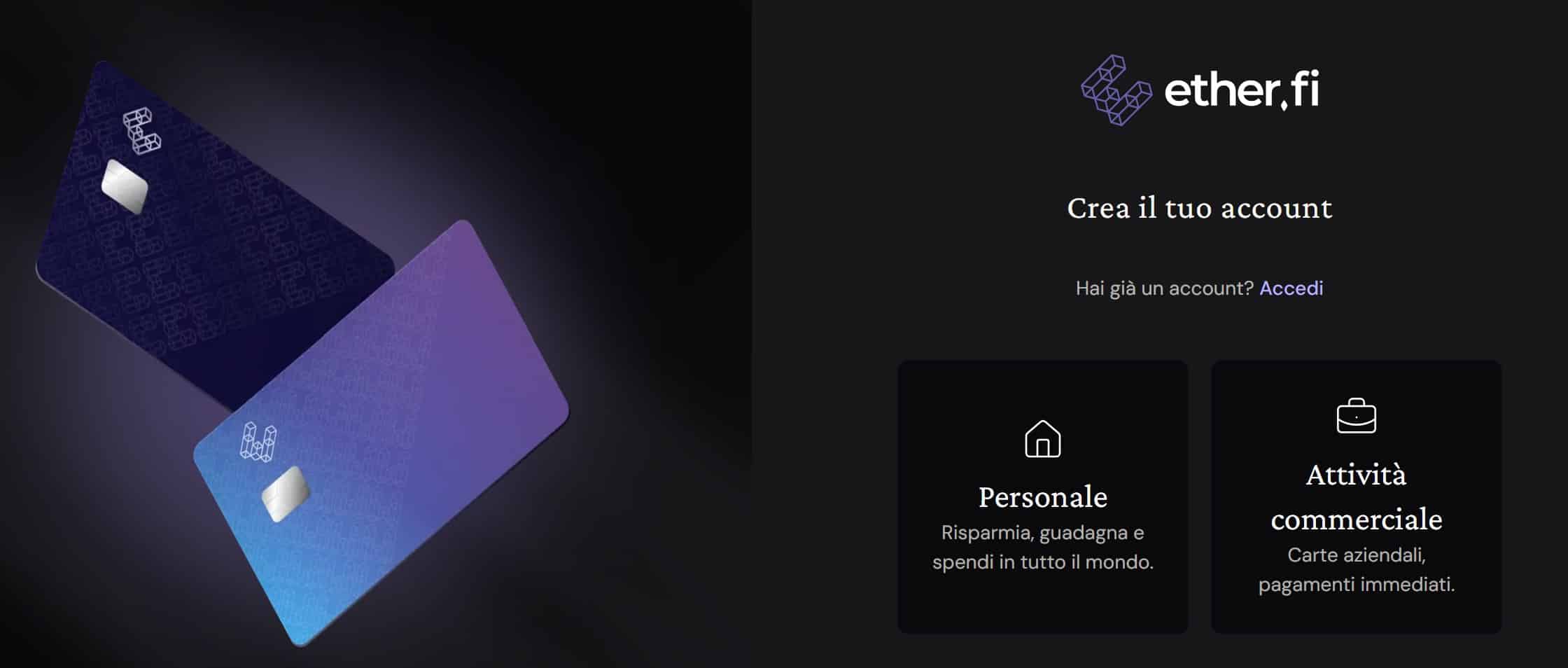 EtherFi Card - registrazione