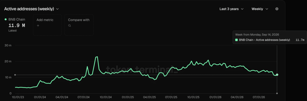 Active Addresses (daily) Binance Coin - Fonte Token Terminal