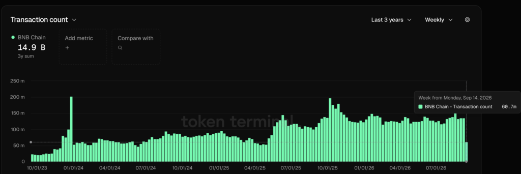 BNB Chain Transaction - Fonte: Token Terminal