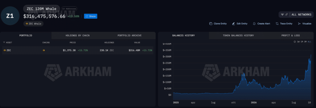 balena $ZEC profitti