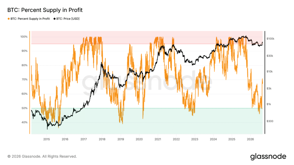 Supply in profitto Bitcoin, calcolo percentuale