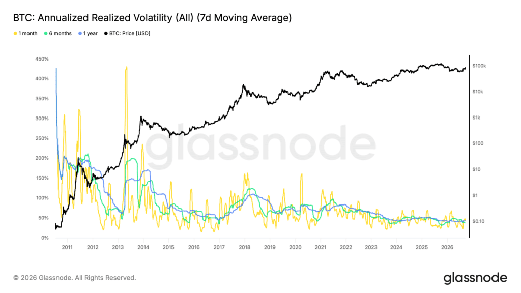 Bitcoin, volatilità realizzata grafico