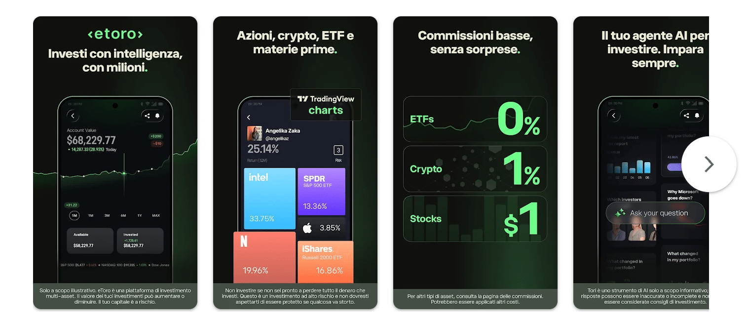 Nuova App eToro rinnovata