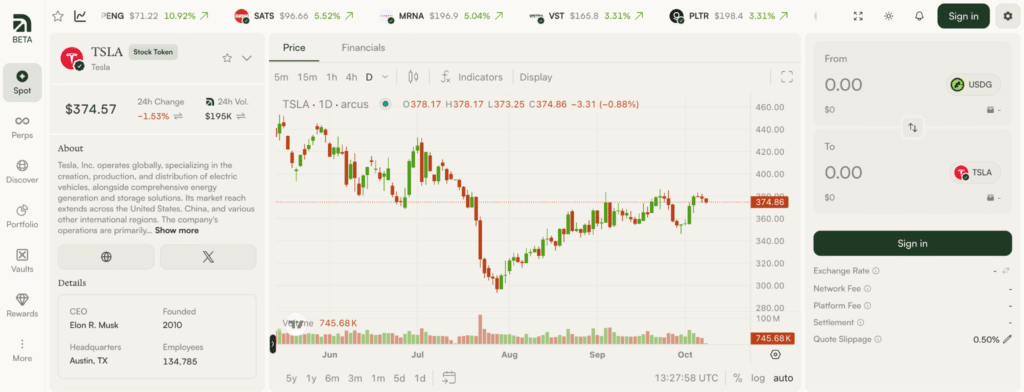 Arcus DEX trading spot perpetual