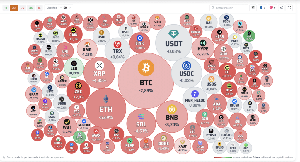 Panoramica Crypto Bubbles - Fonte: Criptovaluta.it®