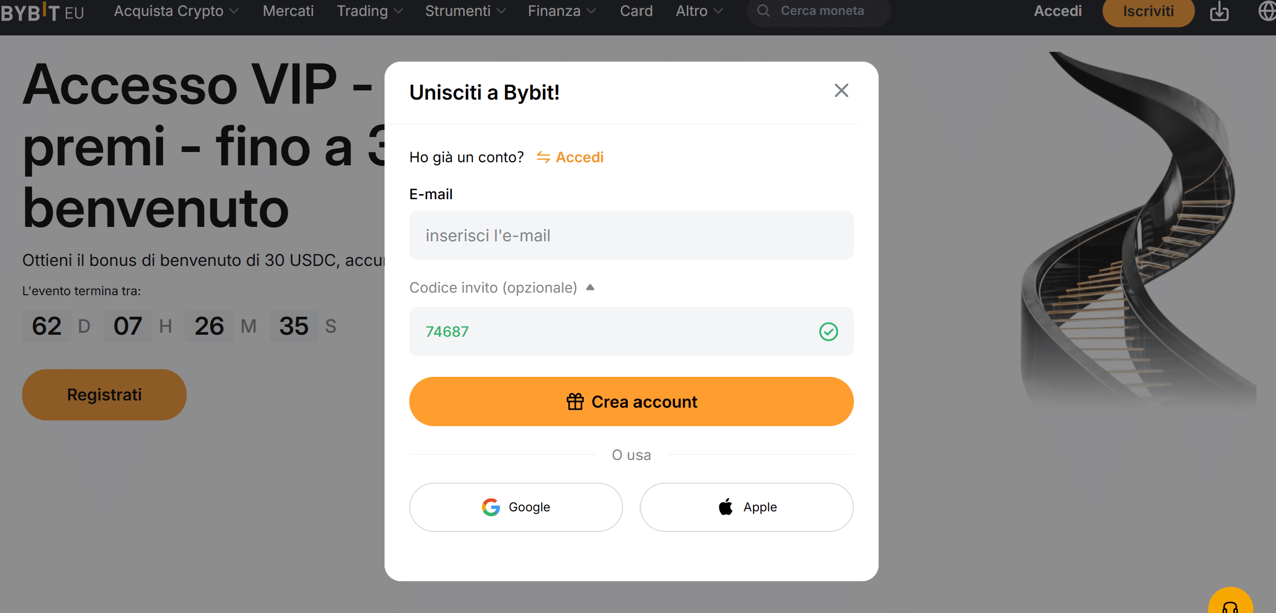 Bybit EU Subaccount - registrazione iniziale
