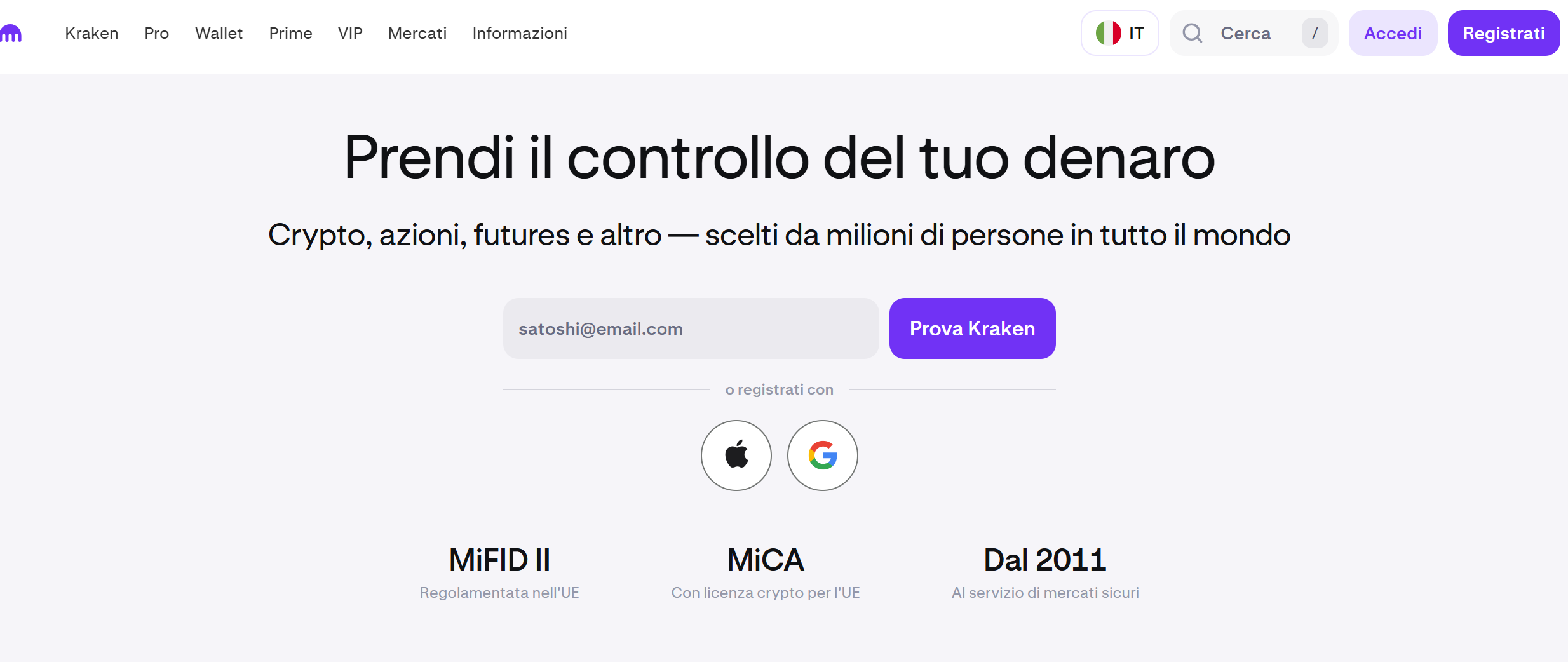 Kraken - servizi in EU