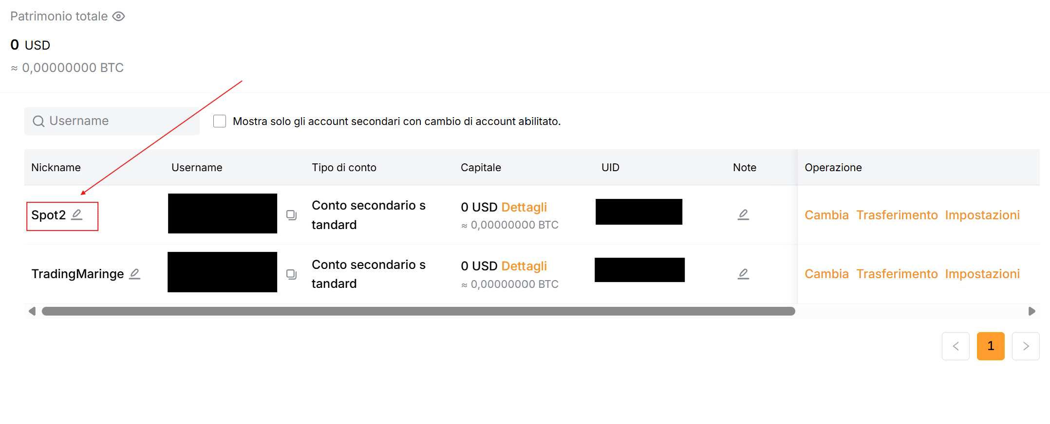 Subaccount creato su Bybit EU